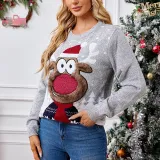 Loose Casual Parent-Child Autumn Winter Lantern Gray Pullover Christmas Knitting Sweater