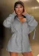 Women's Sexy Long Hooded Zipper Long-Sleeved Casual Dress