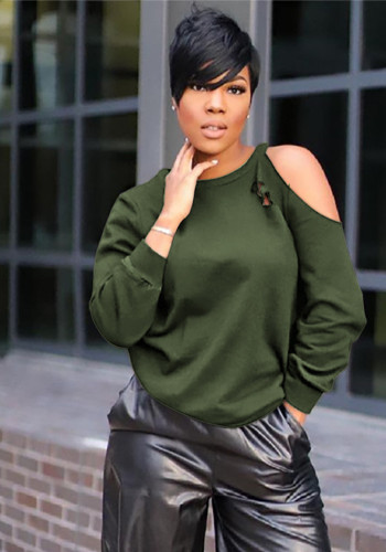 Women's Clothing Sexy Cutout Round Neck Long Sleeve Top