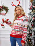 Women's Autumn Winter Sequin Embroidery Christmas Elk Pattern Sweater