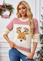 Women's Autumn Winter Sequin Embroidery Christmas Elk Pattern Sweater