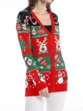 Loose Knitting Cardigan Autumn Winter Coat Women Casual Long-Sleeved Christmas Sweater