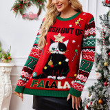 Cartoon Christmas Sweater Women's Autumn Winter Round Neck  Long Sleeve Loose Pullover Knitting Shirt