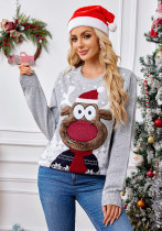 Loose Casual Parent-Child Autumn Winter Lantern Gray Pullover Christmas Knitting Sweater