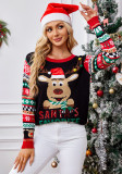 Casual Christmas Elk Pullover Sweater Autumn Winter Sequin Embroidery Round Neck Knitting Jacquard Sweater