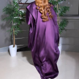 Pleated Loose Slit V-Neck Maxi Dress