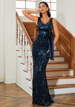 Sleeveless V-Neck Long Sequin Formal Party Fishtail Evening Gown Bridesmaid Dresses