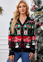 Loose Knitting Cardigan Autumn Winter Coat Women Casual Long-Sleeved Christmas Sweater