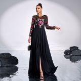 Long Sleeve Round Neck Long Sequin Formal Party Evening Dress Bridesmaid Dress