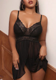 Plus Size Lace Strap Sexy Erotic See-Through Pajamas Nightdress