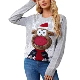 Loose Casual Parent-Child Autumn Winter Lantern Gray Pullover Christmas Knitting Sweater