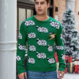 Jacquard Long Sleeve Christmas Men's Autumn Winter Casual Pullover Knitting Sweater