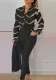 Spring Women's Clothing Long Sleeve Fashion Casual Printed Shirt High Waist Career Pants Set