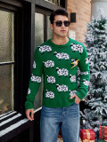Jacquard Long Sleeve Christmas Men's Autumn Winter Casual Pullover Knitting Sweater