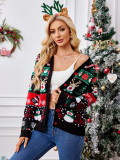Loose Knitting Cardigan Autumn Winter Coat Women Casual Long-Sleeved Christmas Sweater