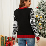 Women's Christmas Elk Jacquard Knitting Top Autumn Winter Pullover Sweater