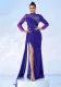 Long Sleeve Round Neck Sexy Long Beaded Mesh Formal Party Fishtail Evening Gown Bridesmaid Dresses