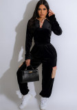 Autumn Winter Women's Clothing Printed Plaid Patchwork Velvet Long Sleeve Top Trousers Two-Piece Set