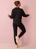 Autumn Winter Women Fashion Solid Color Sweater Trousers Knitting Two-Piece Set