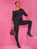 Autumn Winter Round Neck Long Sleeve Sweater Woolen Trousers Two Piece Set