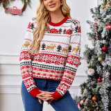 Women's Autumn Winter Sequin Embroidery Christmas Elk Pattern Sweater