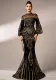 Long Sleeve Round Neck Long Sequin Formal Party Mesh Fishtail Evening Dress Bridesmaid Dress