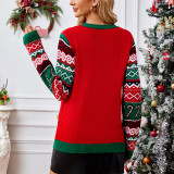 Cartoon Christmas Sweater Women's Autumn Winter Round Neck  Long Sleeve Loose Pullover Knitting Shirt