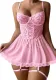 Sexy Lingerie Mesh Patchwork Lace Strap Nightdress Ladies Four-Piece Set