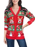 Loose Knitting Cardigan Autumn Winter Coat Women Casual Long-Sleeved Christmas Sweater