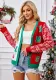 Autumn Winter Christmas Sweater Red Casual Letter Jacquard V-Neck Knitting Cardigan