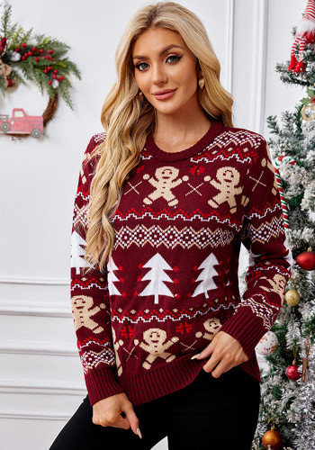 Jacquard Long-Sleeved Pullover Casual Top Christmas Sweater