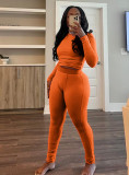 Ribbed Elastic Yoga Sports Women's Tight Slim Two Piece Pants Set