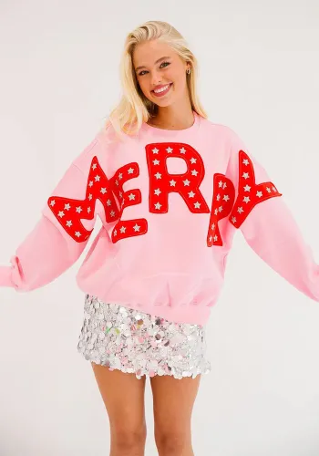 Women Casual Round Neck Letter Loose Long Sleeve Top