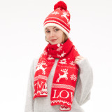 Christmas snowflake elk scarf gloves hat Three-Piece