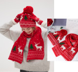 Christmas elk snowflake knitting scarf gloves hat Three-Piece