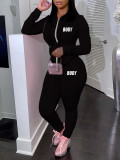 Women Letter print Casual Hoodies And Pants Sports Two Piece Set