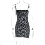Autumn Winter Fashion Print Nightclub Strap Sequin Dress