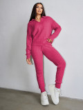 Autumn Winter Women Fashion Solid Color Sweater Trousers Knitting Two-Piece Set