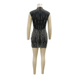 Women Beaded Patchwork Beaded Dress
