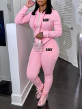 Women Letter print Casual Hoodies And Pants Sports Two Piece Set
