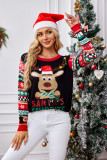 Casual Christmas Elk Pullover Sweater Autumn Winter Sequin Embroidery Round Neck Knitting Jacquard Sweater