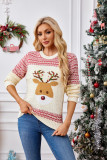 Women's Autumn Winter Sequin Embroidery Christmas Elk Pattern Sweater