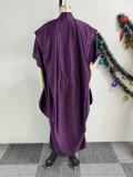Pleated Loose Slit V-Neck Maxi Dress