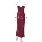 Women Sexy Strapless Off Shoulder Slit Dress