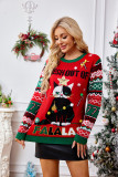 Cartoon Christmas Sweater Women's Autumn Winter Round Neck  Long Sleeve Loose Pullover Knitting Shirt