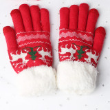 Christmas elk snowflake knitting scarf gloves hat Three-Piece