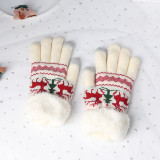 Christmas elk snowflake knitting scarf gloves hat Three-Piece