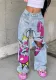 Women Ripped Wide-leg Denim Pants