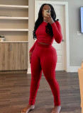 Ribbed Elastic Yoga Sports Women's Tight Slim Two Piece Pants Set