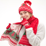 Christmas elk snowflake knitting scarf gloves hat Three-Piece